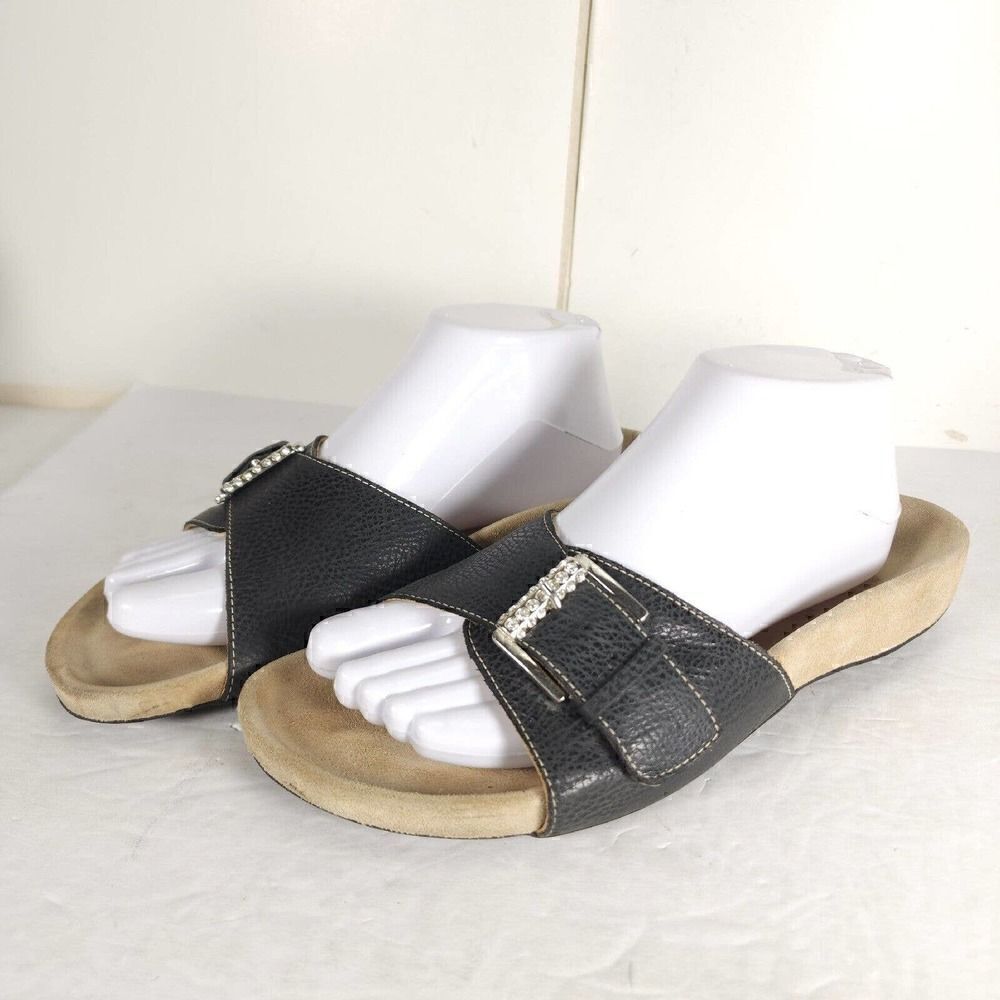 Spring Step L'artiste Women's EU40 US9-9,5 Black Leather One Strap Slide Sandals